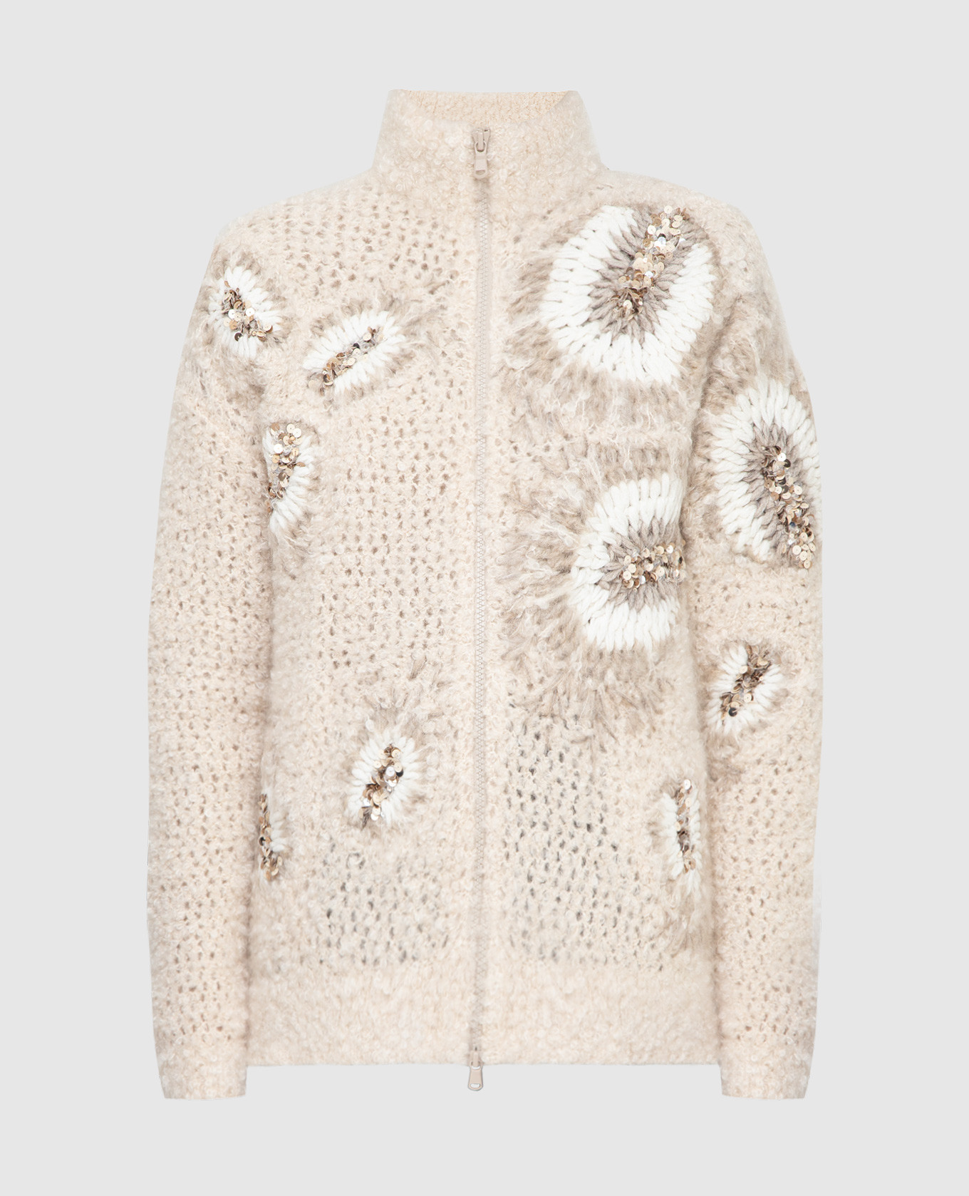 Бежевый кардиган из мохера, кашемира и шелка, Кардиганы 
Бежевый кардиган из мохера, кашемира и шелка, Кардиганы