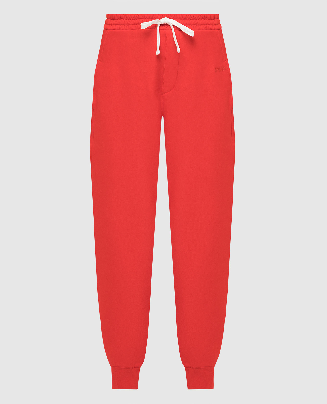 Красные спортивные брюки с вышивкой логотипа