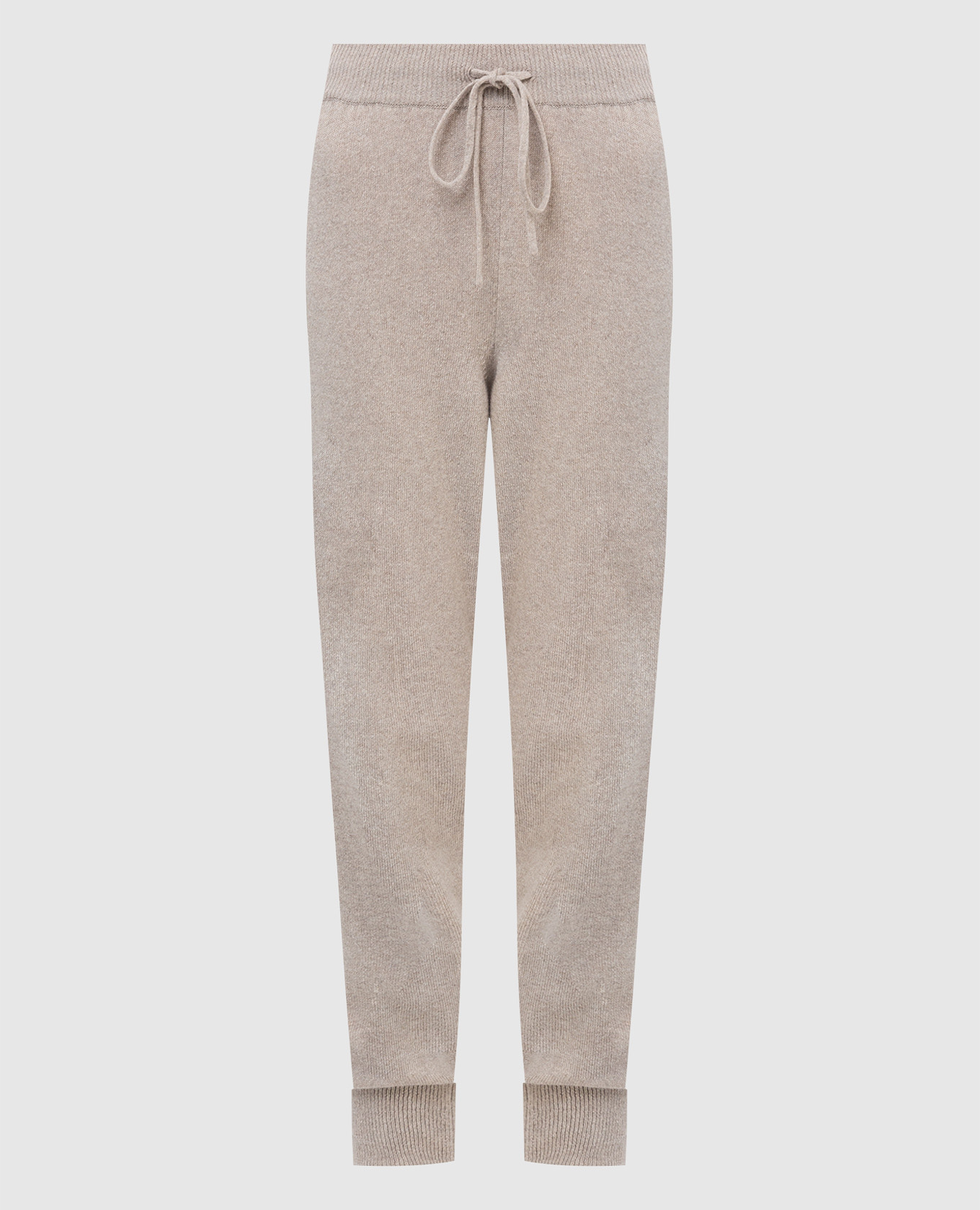 Light beige wool and cashmere joggers