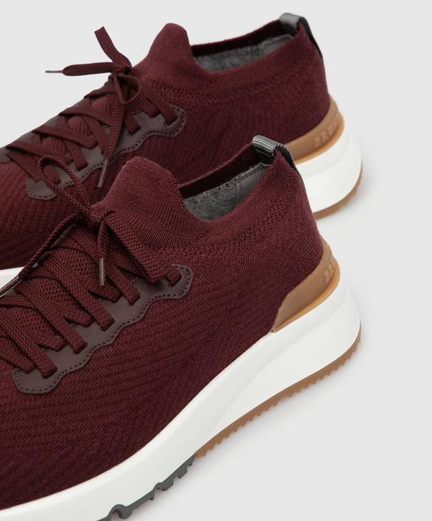 Brunello Cucinelli Бордовые кроссовки из шерсти MZUWLBO253 изображение 5