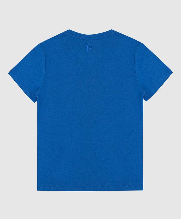 Stefano Ricci Детская синяя футболка с вышивкой эмблемы YNH1100350803 изображение 2