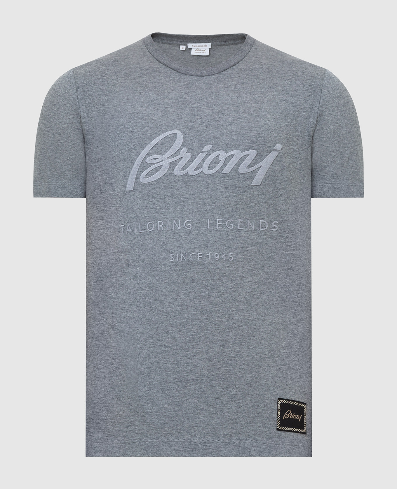 

Серая футболка с вышивкой логотипа Brioni, Серый, Футболки