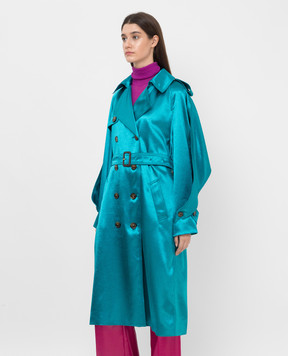 ALEXANDRE VAUTHIER Голубой двубортный тренч 214COA14001555