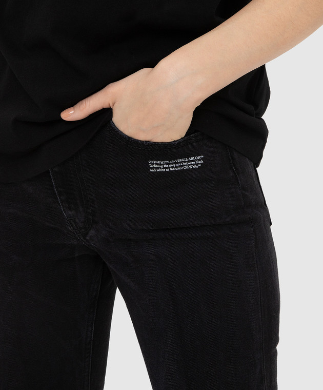 Off-White Черные джинсы c прорехами OWYA020F21DEN002 изображение 5