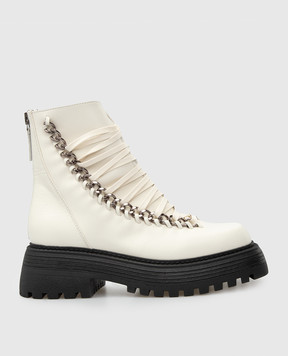Alevi Milano Белые кожаные ботинки Ines L22W1001C0340
