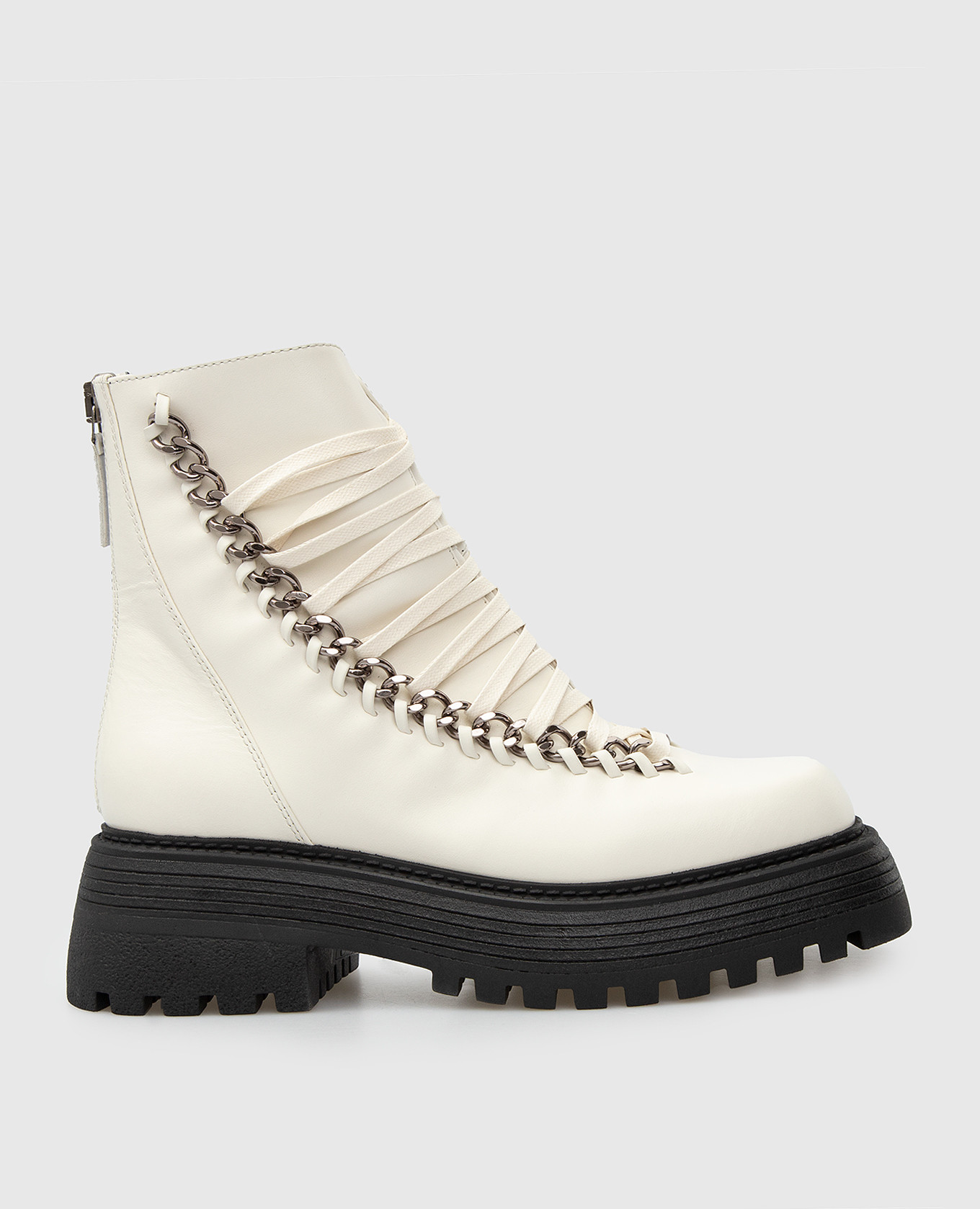 Ines white leather boots