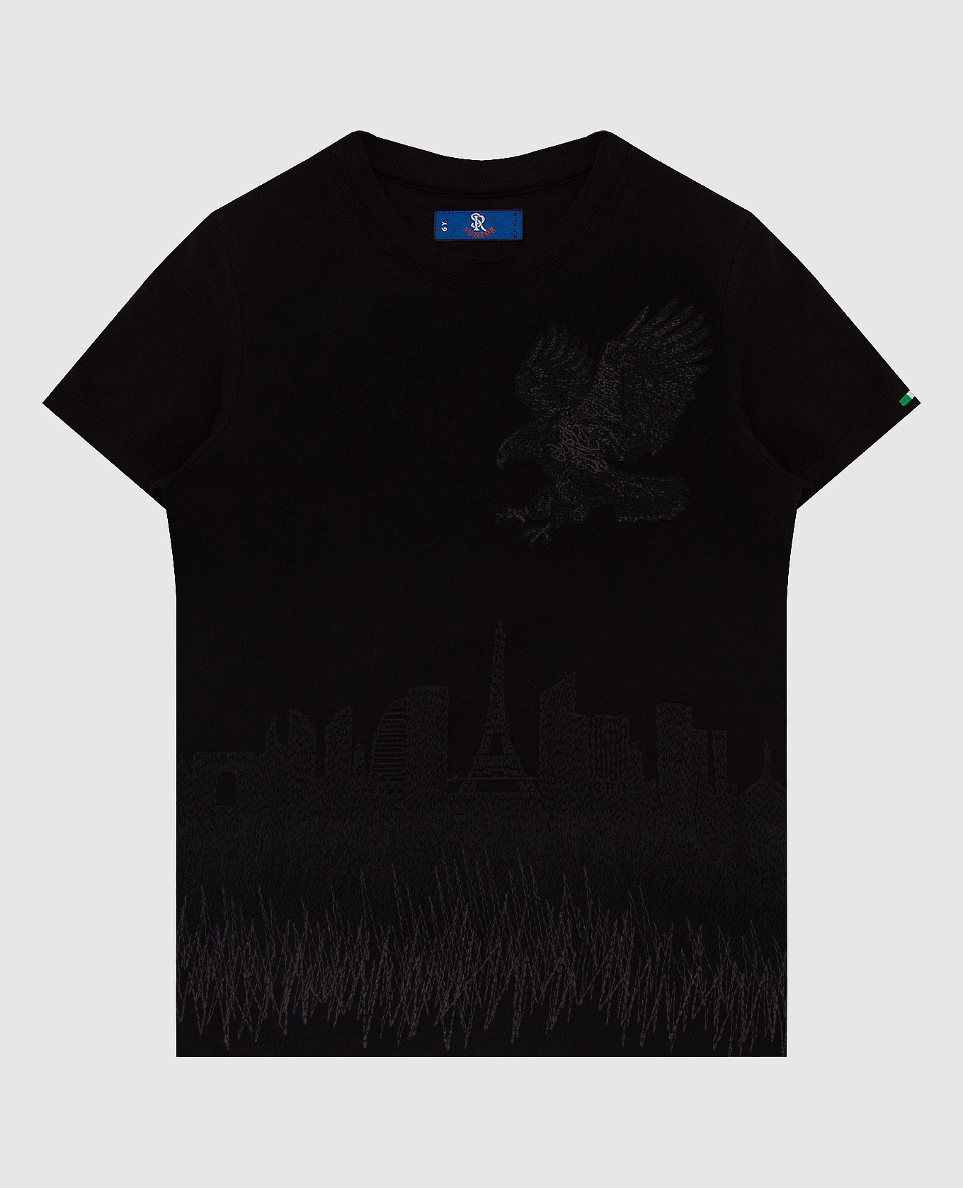 Children's black t-shirt with embroidery