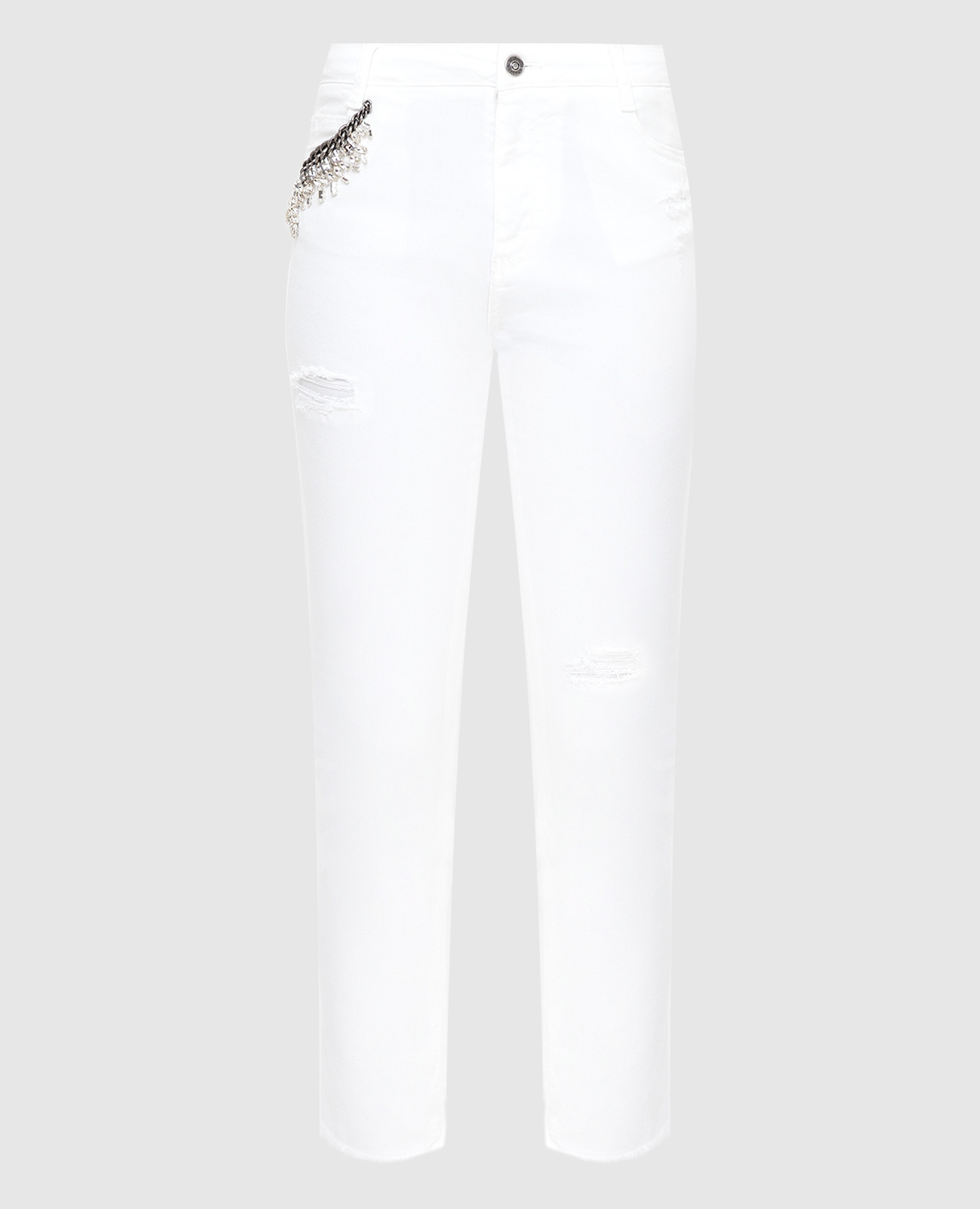 

Белые джинсы с кристаллами Ermanno Scervino, Белый, Джинсы