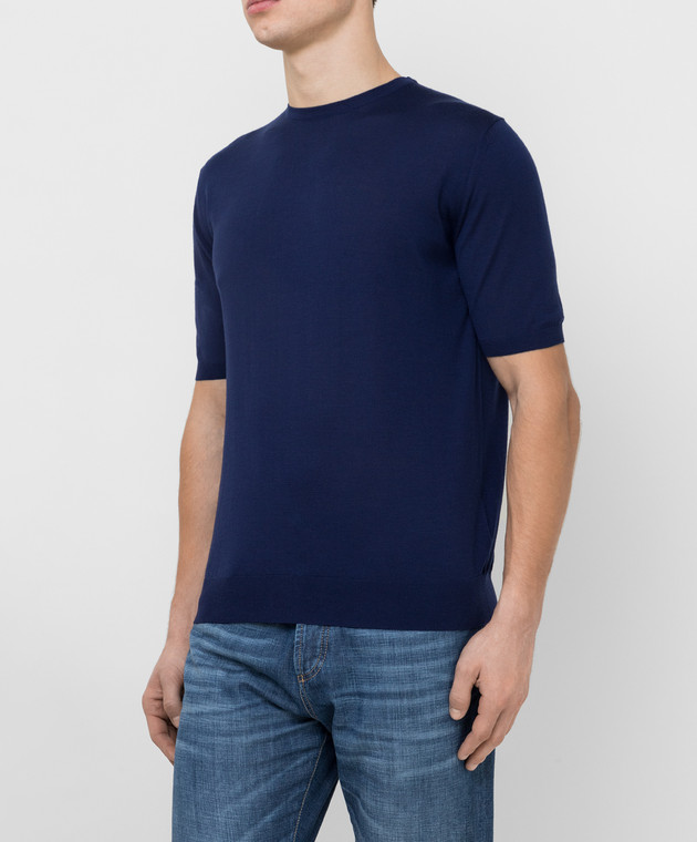 Prada Синяя футболка из шерсти UMA123C5W изображение 3