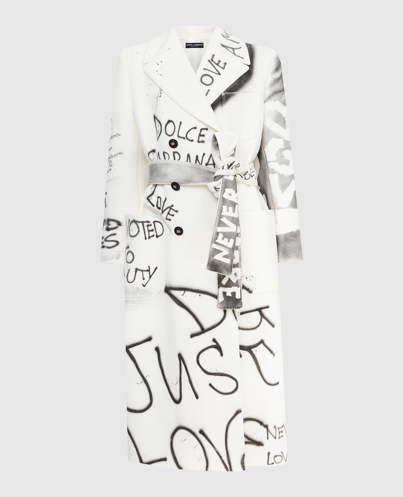 

Пальто из шерсти с принтом Graffiti, Светло-бежевый, Пальто