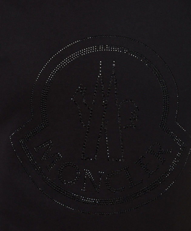 Moncler Черная футболка с эмблемой в кристаллы 8C00008829FB изображение 5