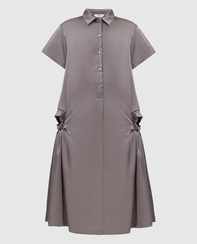 Forte&Fragile Сіра сукня-сорочка з кишенями на зав'язках 21D039