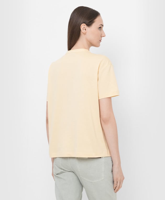 Brunello Cucinelli Жовта футболка з ланцюжками та монограмою M0A45BN400 зображення 4