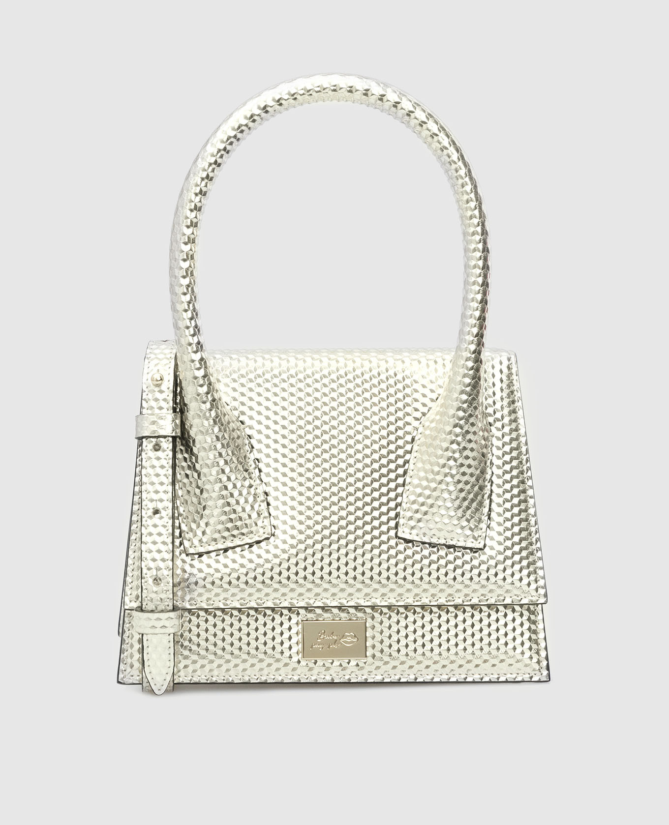 

Золотистая кожаная сумка-кроссбоди с узором, Золотистый, Сумки на плечо