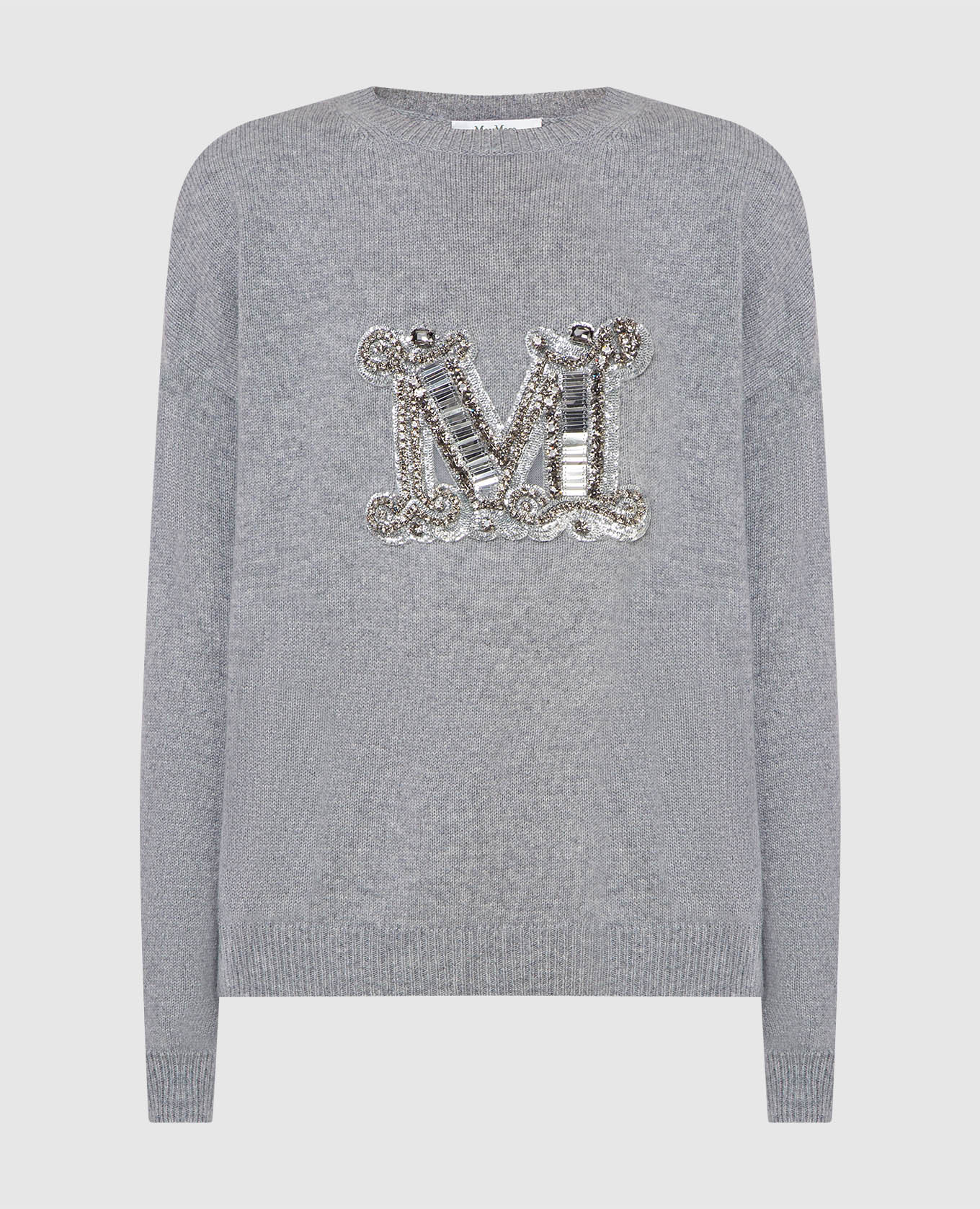 

Серый свитер Rodeo из кашемира с кристаллами и пайетками Max Mara, Свитера