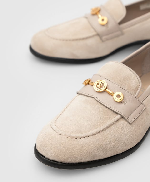 Stefano Ricci Baby Beige Suede Loafers YRU59CG887SDVTS image 4