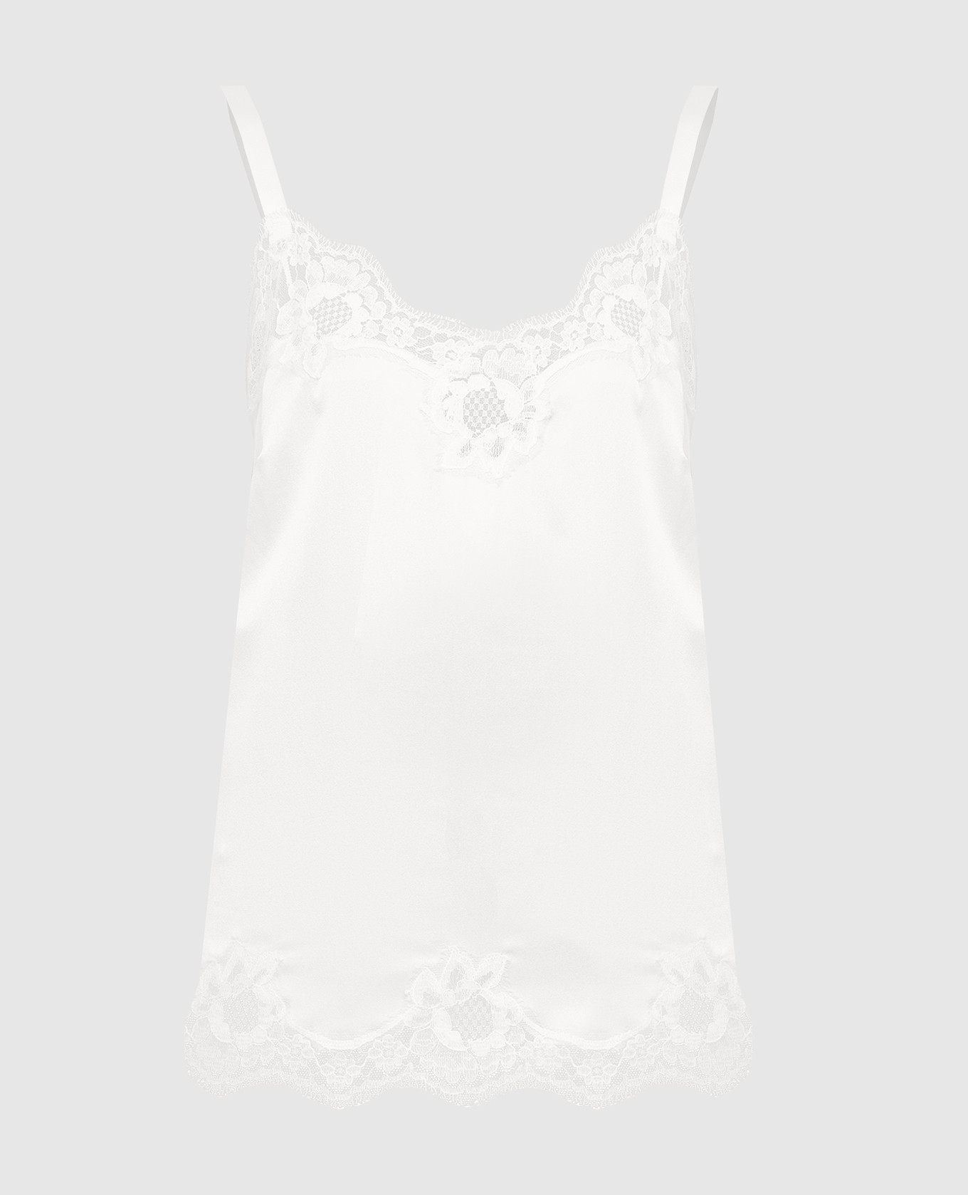 

Шелковый топ с кружевными вставками Dolce&Gabbana, Белый, Топы