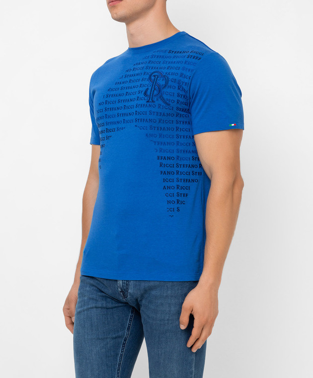 Stefano Ricci Синя футболка з вишивкою логотипу MNH1401350803 зображення 3