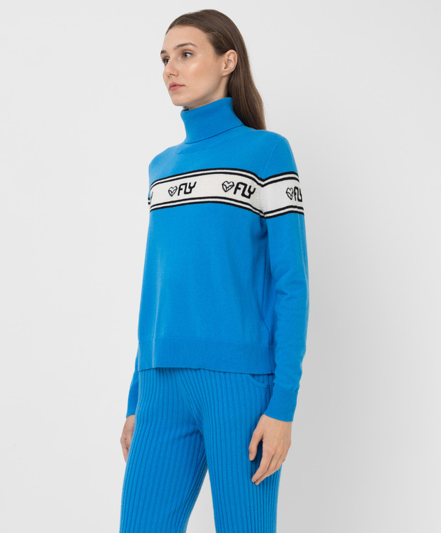 Be Florence Light blue cashmere golf with logo pattern F2110 image 3