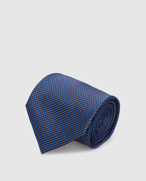 Stefano Ricci Темно-синий шелковый галстук в геометрический узор CXDD41073