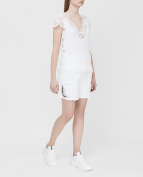 Ermanno Scervino Белые шорты с кристаллами D367P324KBP
