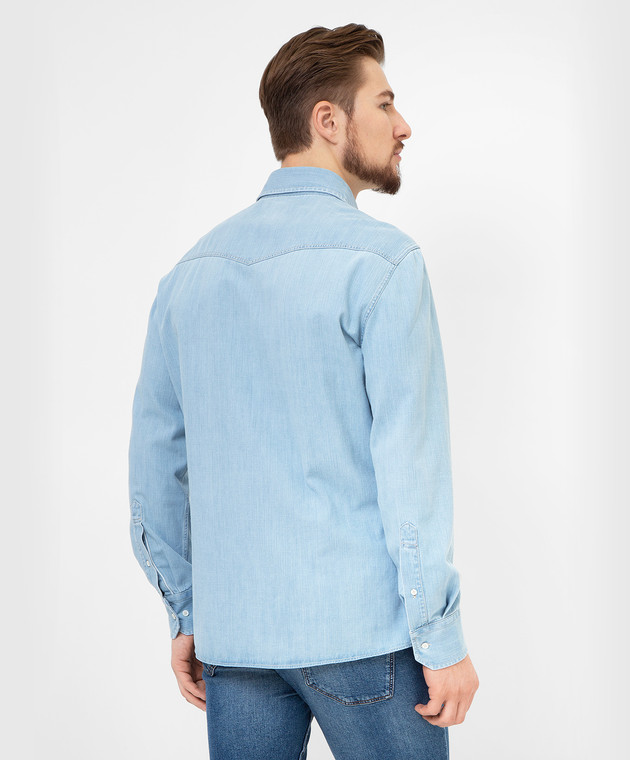Brunello Cucinelli Голубая джинсовая рубашка ME6454008 изображение 4