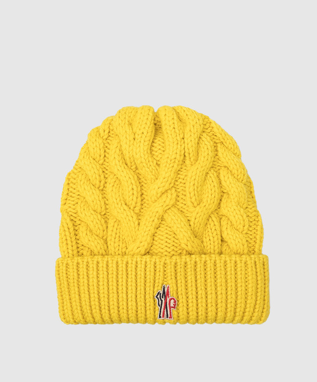 Moncler Grenoble Желтая шапка из шерсти с эмблемой 3B00008M1172