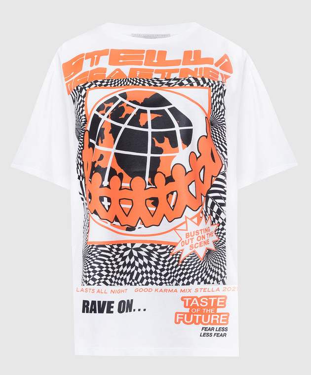 Stella McCartney Белая футболка Rave с принтом 604086SPW15