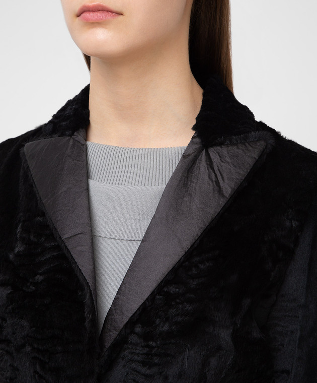 Simonetta Ravizza Черное пальто из кролика GCAPG изображение 5