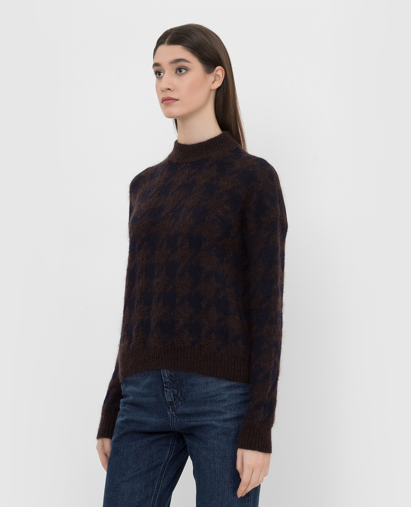 Max Mara Темно-коричневый свитер Calco из шерсти в узор CALCO изображение 3