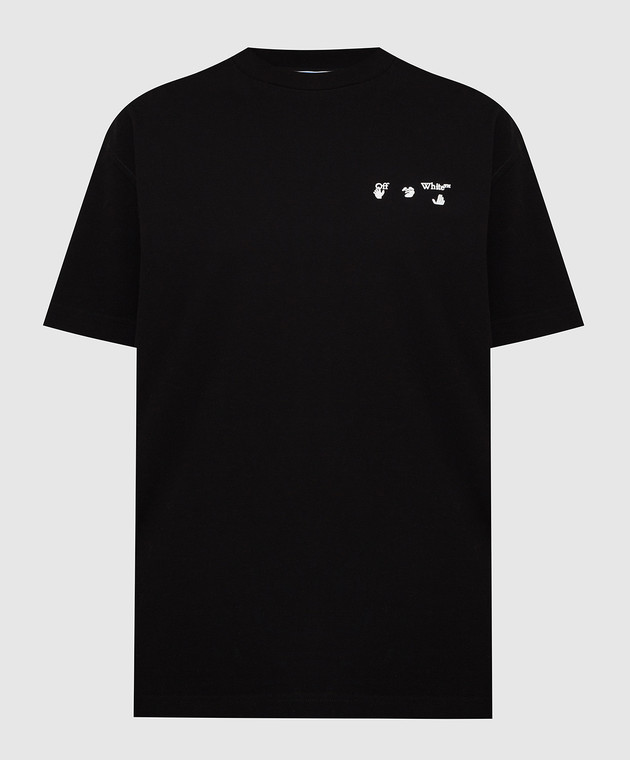 Off-White Чорна футболка з логотипом OWAA089C99JER001