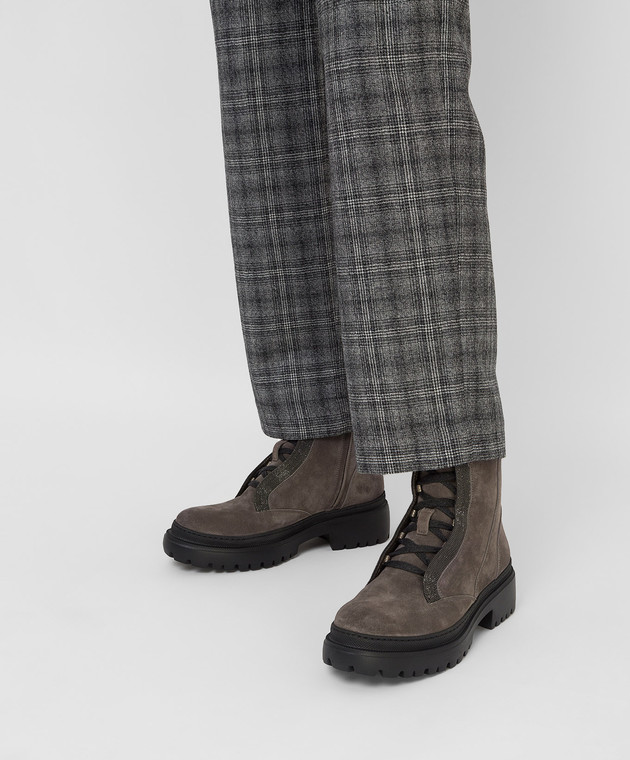 Brunello Cucinelli Замшевые ботинки с цепочками из эколатуни MZSFG2009P изображение 2