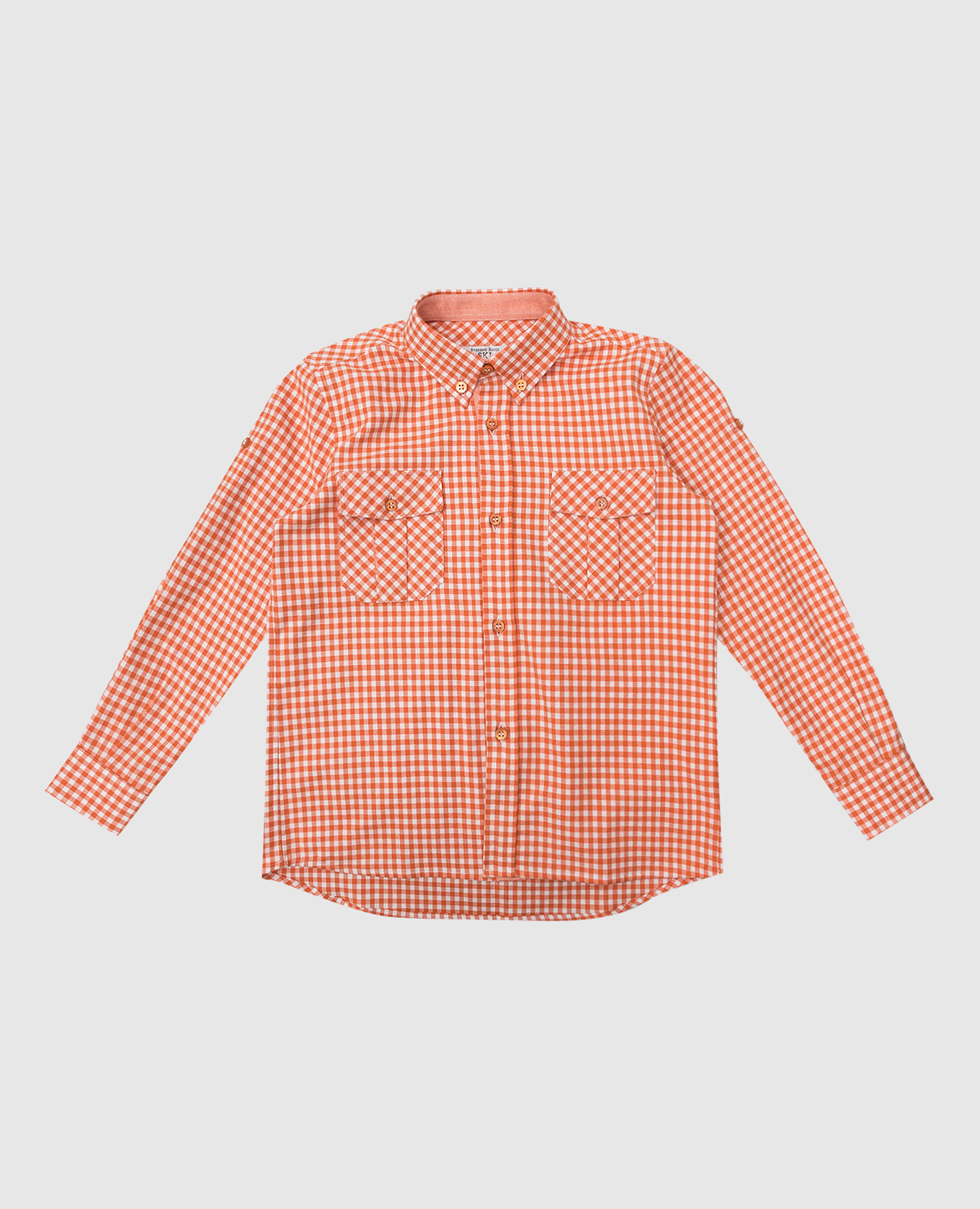 Детская оранжевая рубашка в клетку