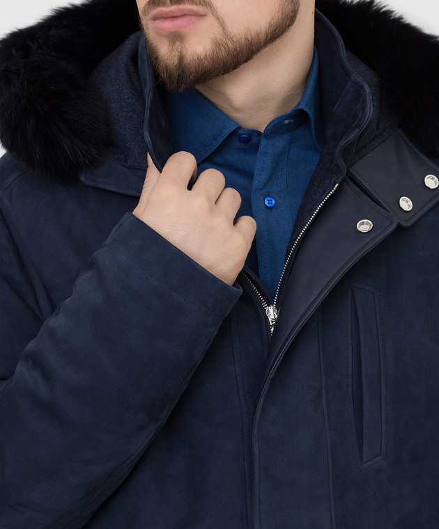 Stefano Ricci Замшевая пуховая куртка с мехом лисы M7J1400050SUECAD изображение 5
