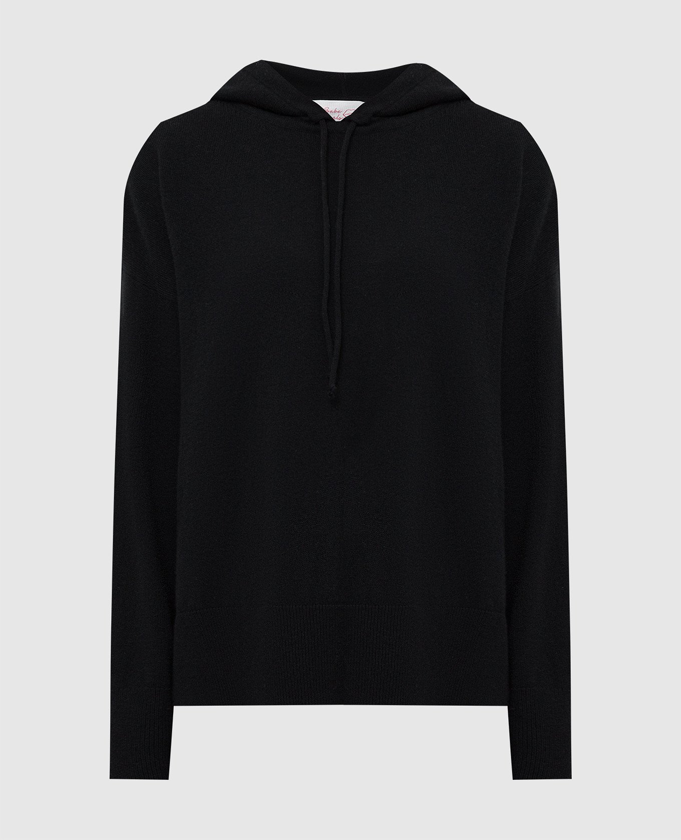 Black wool and cashmere hooded jumper