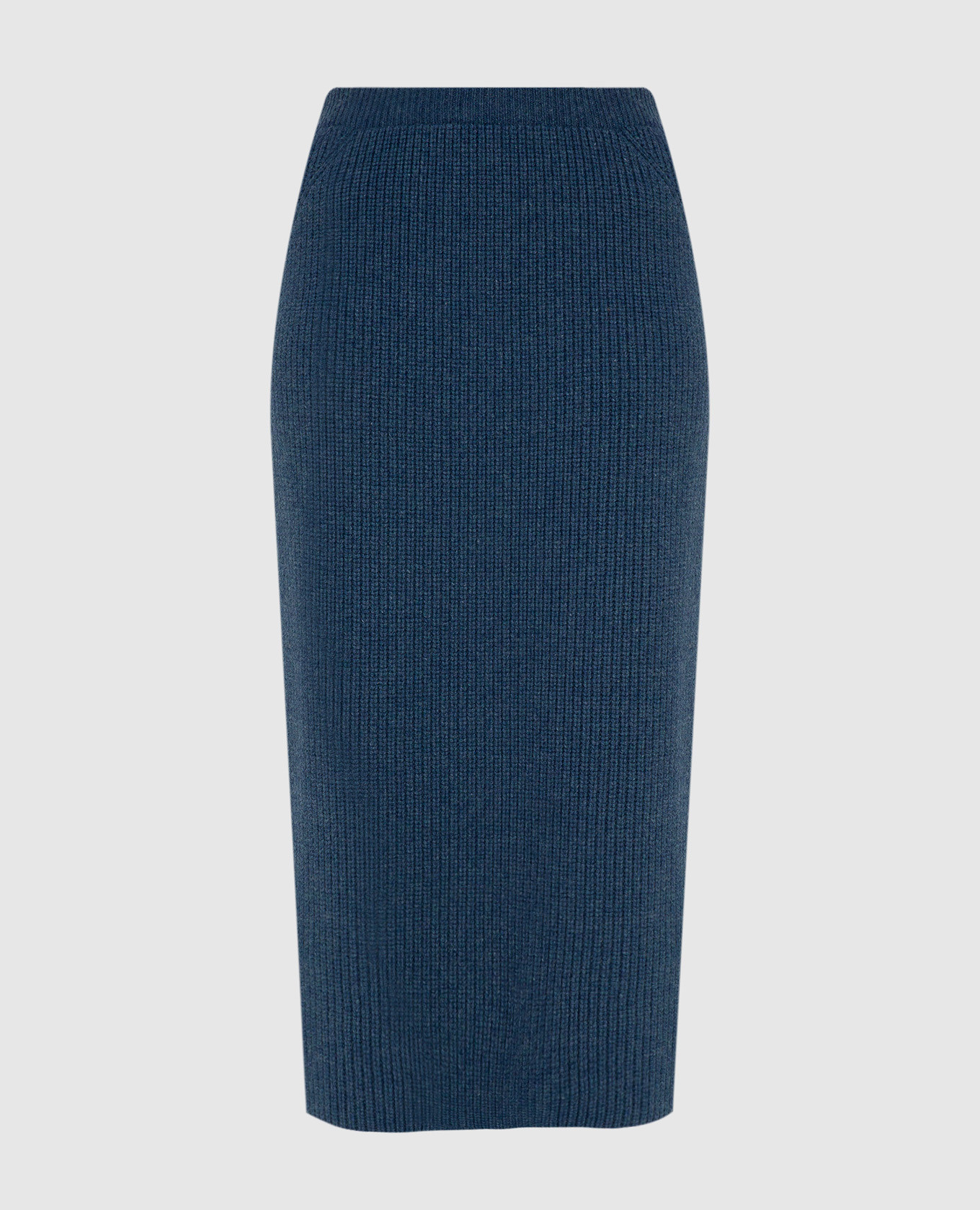 Темно-синяя юбка миди из кашемира