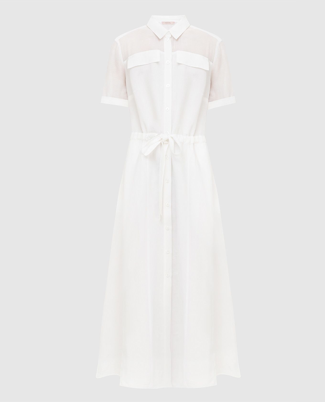 

Платье-рубашка на кулиске, Белый, Повседневные платья