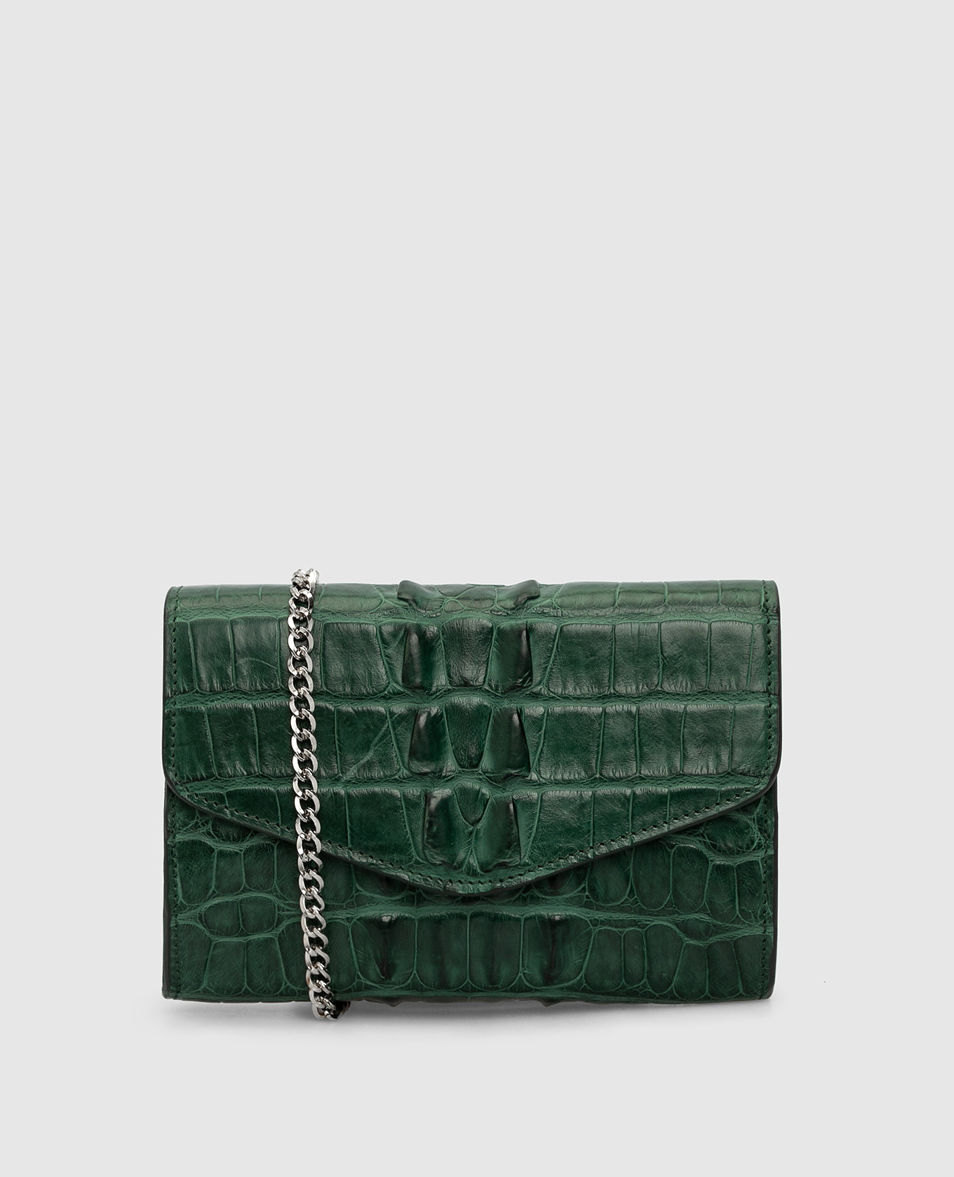 Зеленая сумка из кожи крокодила