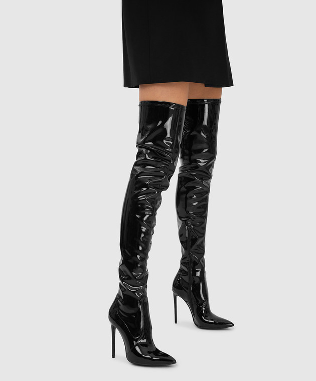 Babe Pay Pls НЕ включать Стас Черные лаковые ботфорты 0006261102215812 изображение 2