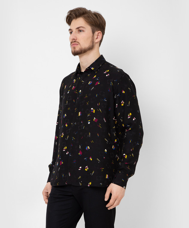 Saint Laurent Шелковая рубашка в контрастный принт 646850Y2D02 изображение 3