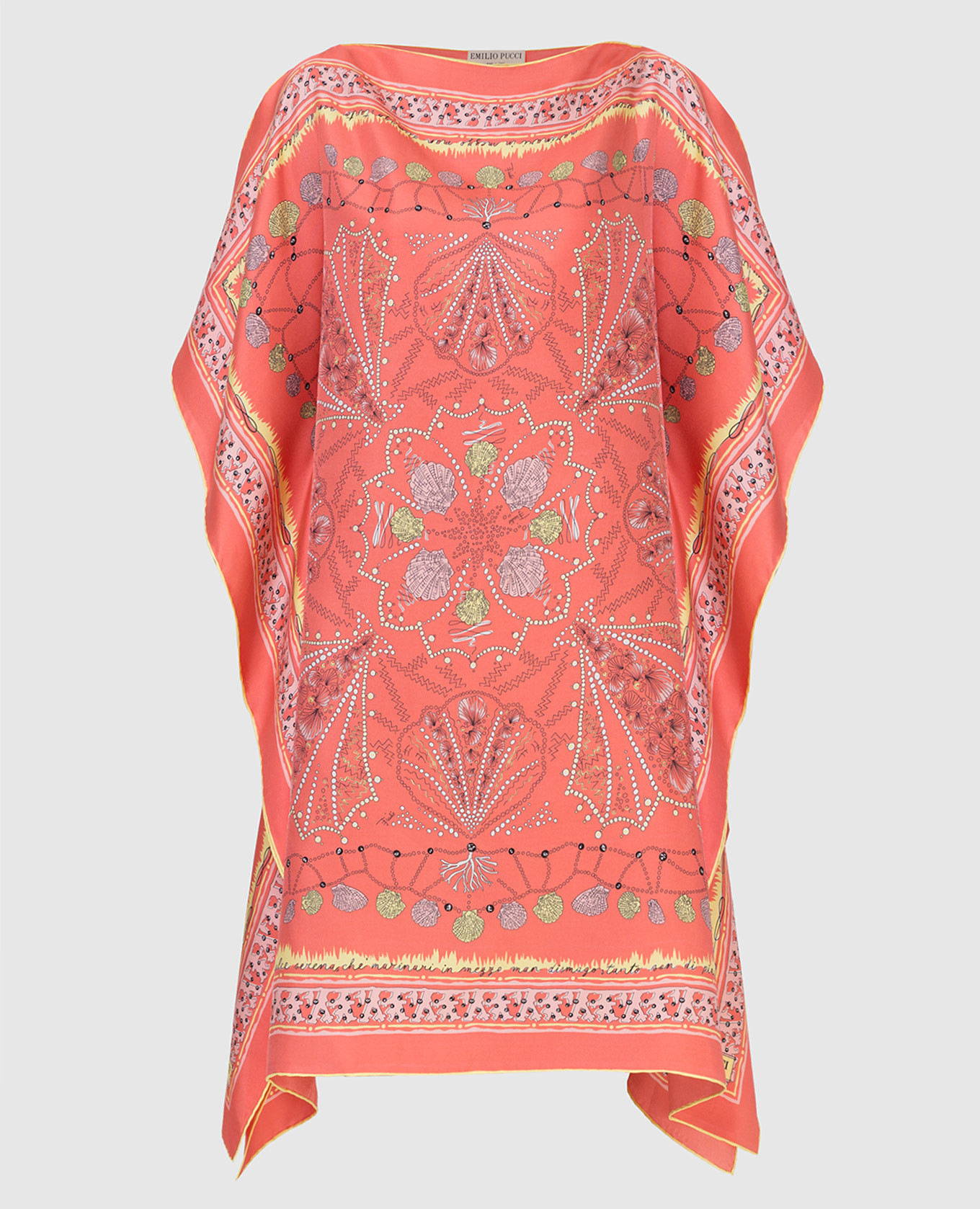 

Туника из шелка с принтом Conchiglie EMILIO PUCCI, Коралловый, Пляжные туники и сарафаны