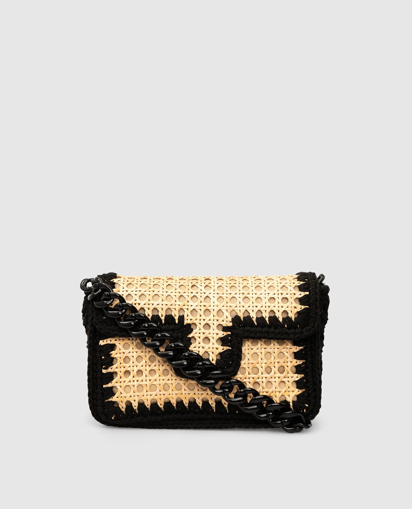 Соломенная сумка-мессенджер с контрастным плетением Caterina Bertini