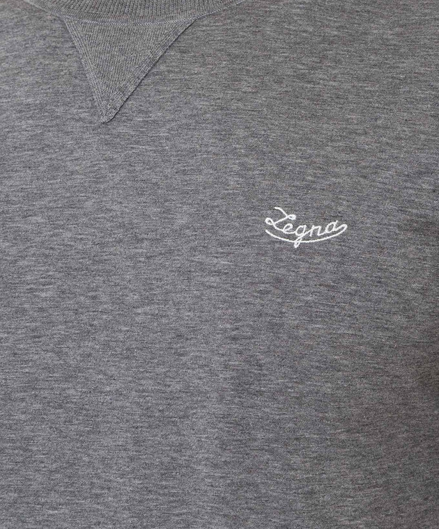 Ermenegildo Zegna Серая футболка с вышивкой логотипа U7526706R изображение 5