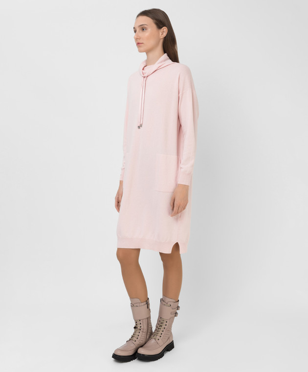 Peserico Розовое платье из шерсти, шелка и кашемира с разрезами S92181F12K09018 изображение 3