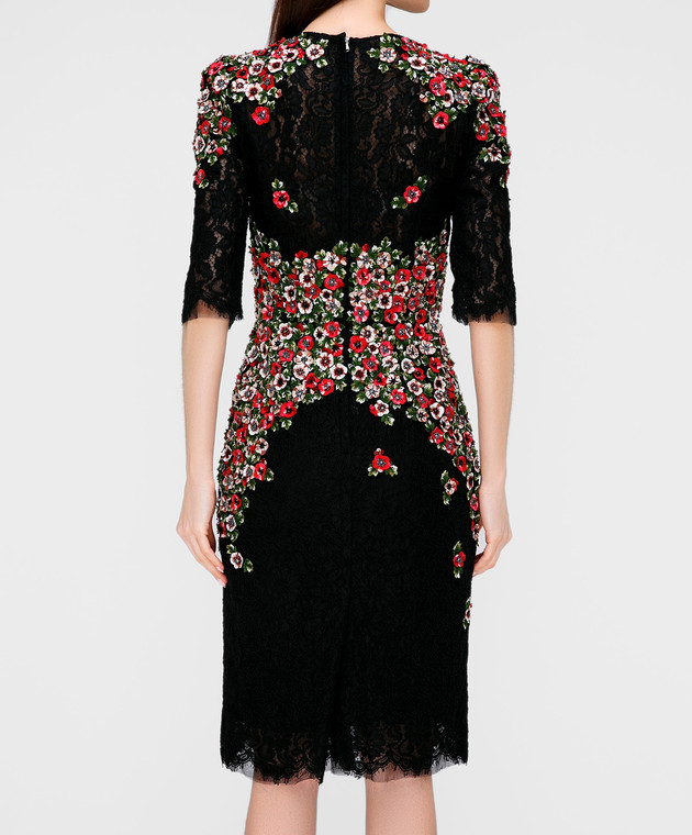 Dolce&Gabbana Чорна мереживна сукня з вишивкою F6HR4ZG3116 зображення 4