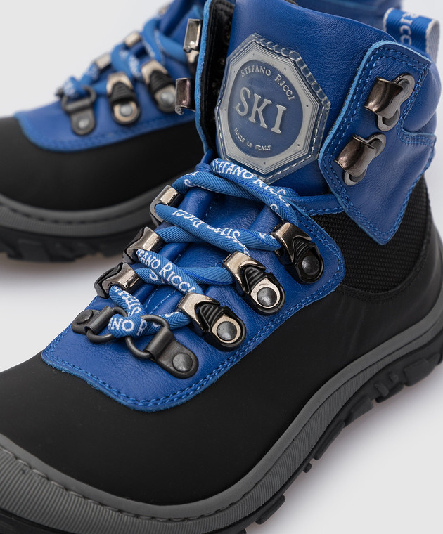 Stefano Ricci Детские синие ботинки с эмблемой YRU6SG800GOTEVH изображение 4