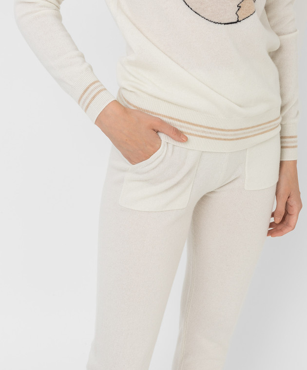 Be Florence White patterned cashmere joggers F2112 image 5