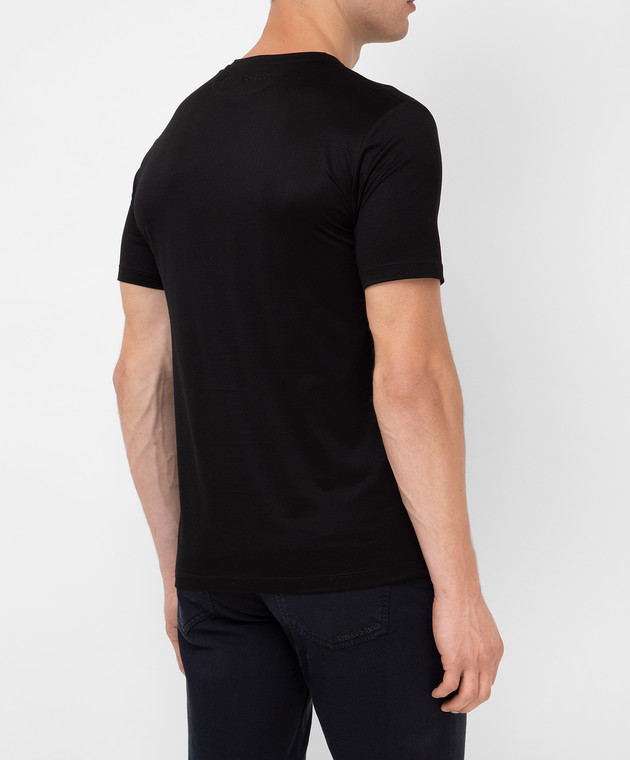 Stefano Ricci Чорна футболка з вишивкою емблеми логотипу MNH1401310TE0001 зображення 4