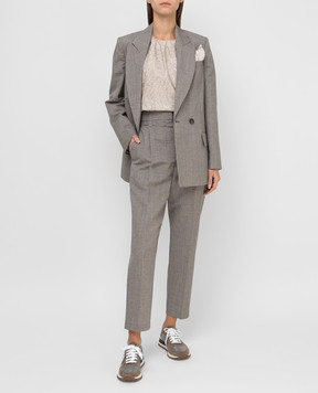 Brunello Cucinelli Брюки из шерсти и льна MH513P7461