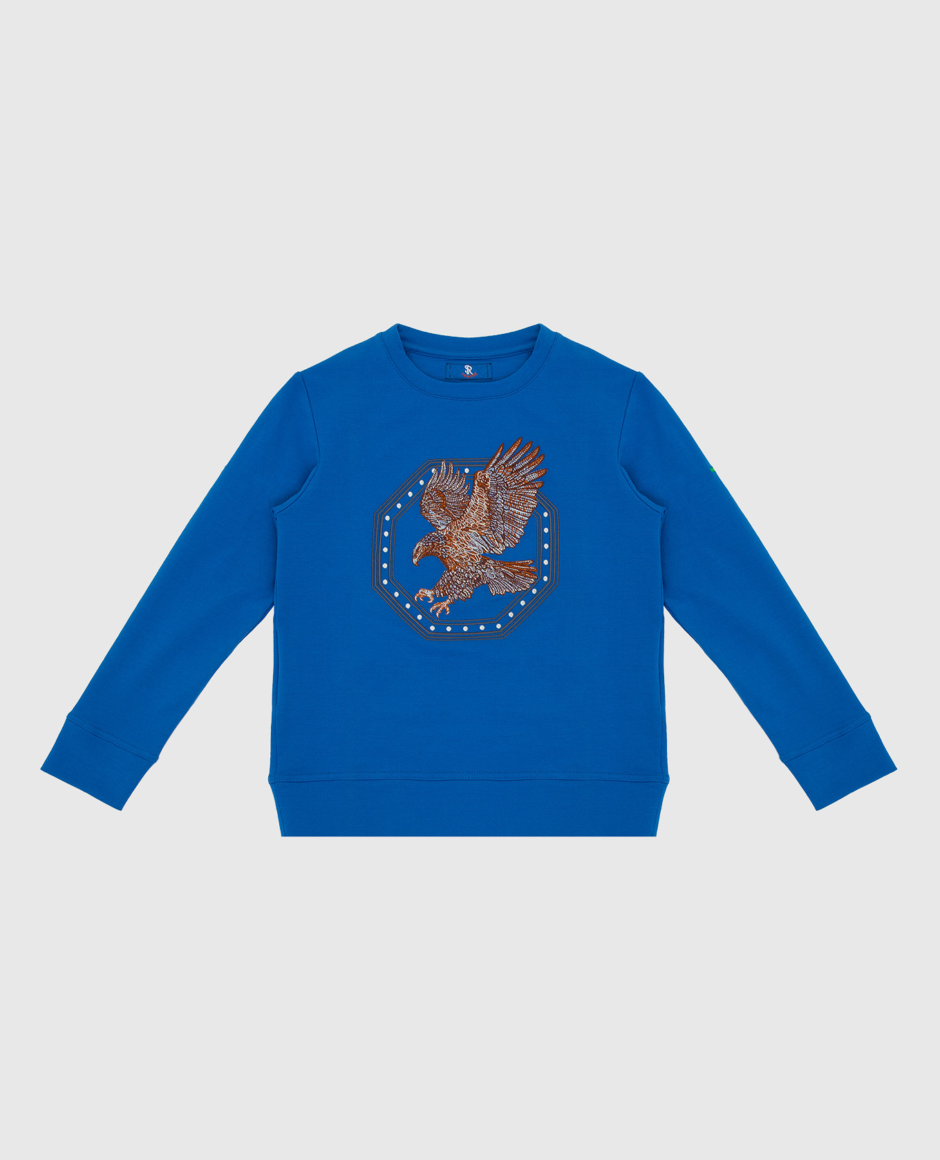 Детский синий свитшот с вышивкой эмблемы